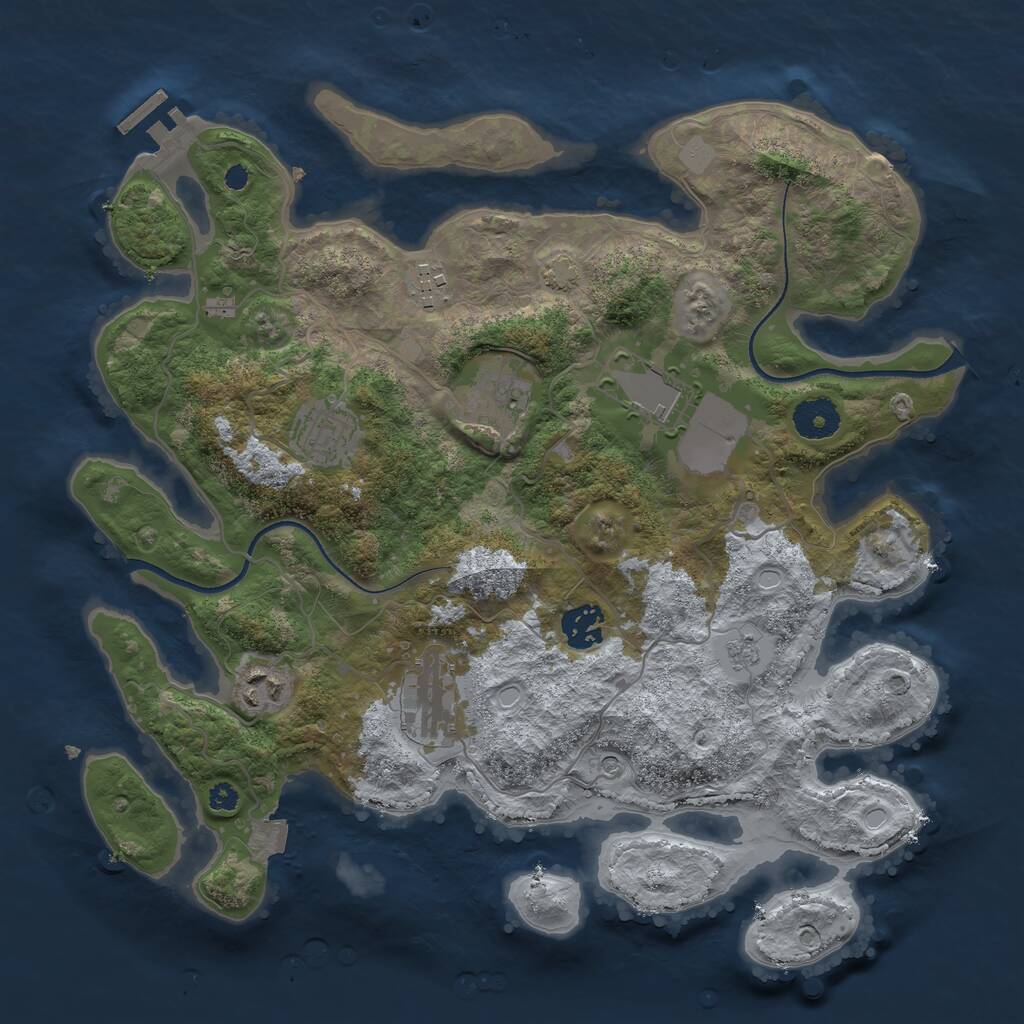 Rust Map: Procedural Map, Size: 3500, Seed: 984276531, 12 Monuments
