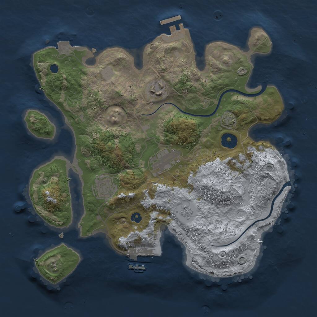 Rust Map: Procedural Map, Size: 3000, Seed: 237474, 8 Monuments