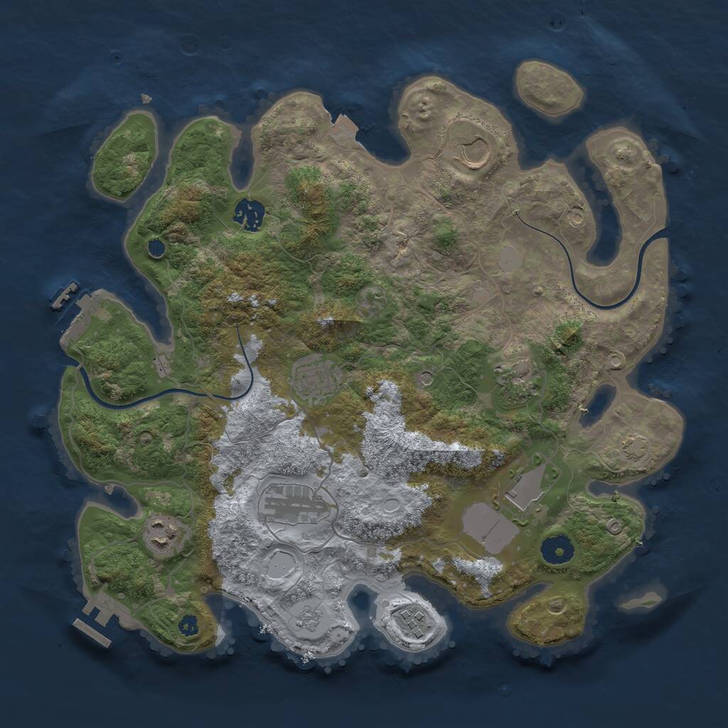 Rust Map: Procedural Map, Size: 3500, Seed: 524968465, 14 Monuments