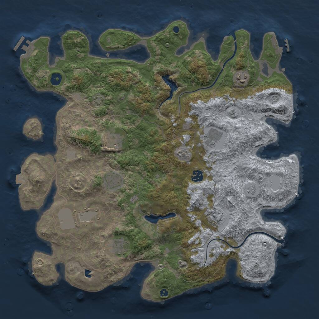 Rust Map: Procedural Map, Size: 4000, Seed: 408535477, 14 Monuments