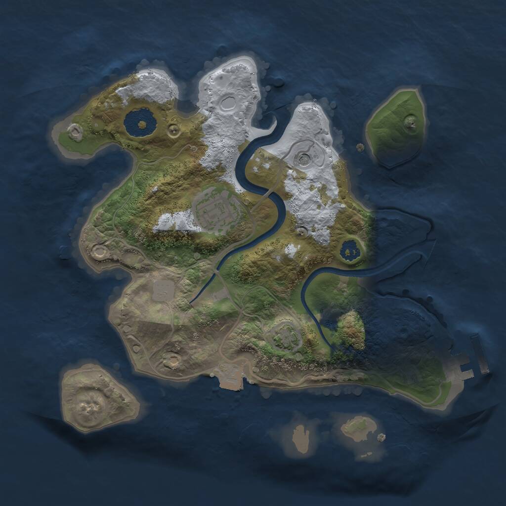 Rust Map: Procedural Map, Size: 2500, Seed: 1957797944, 5 Monuments