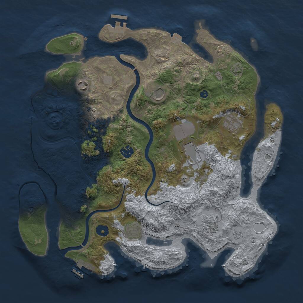 Rust Map: Procedural Map, Size: 3700, Seed: 509079293, 14 Monuments