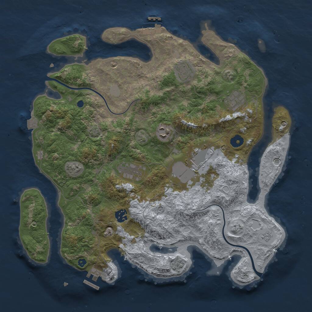 Rust Map: Procedural Map, Size: 3700, Seed: 509079293, 13 Monuments