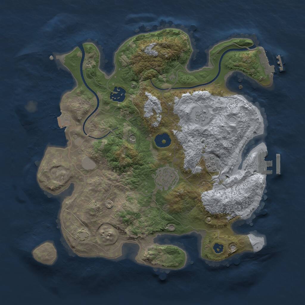 Rust Map: Procedural Map, Size: 3000, Seed: 784372311, 9 Monuments