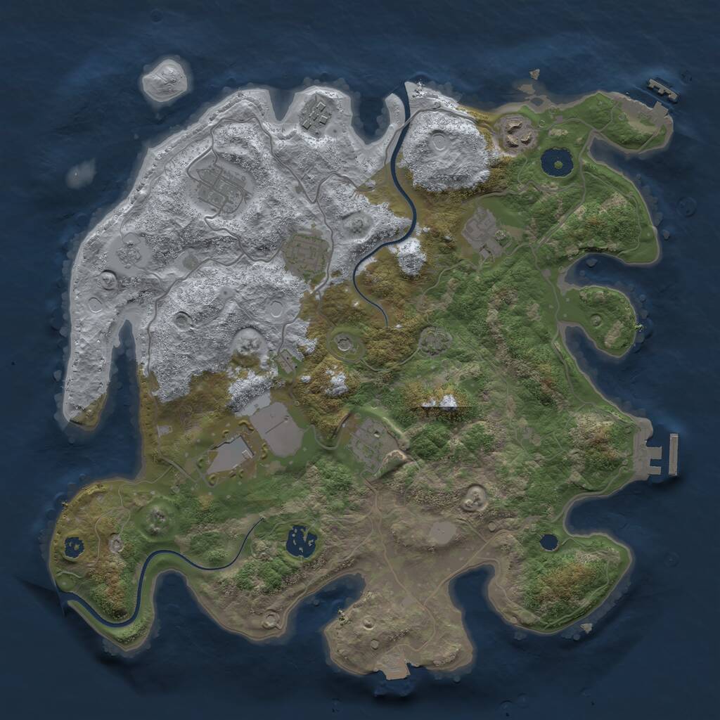 Rust Map: Procedural Map, Size: 3500, Seed: 98427653, 14 Monuments