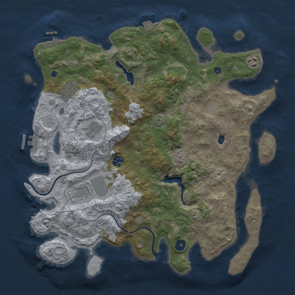Rust Map: Procedural Map, Size: 4000, Seed: 75355, 11 Monuments