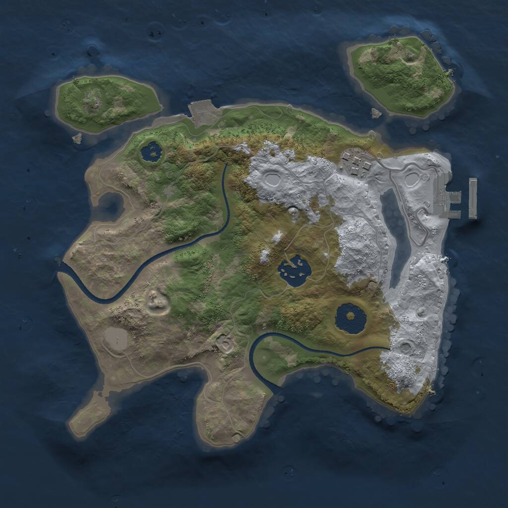 Rust Map: Procedural Map, Size: 2500, Seed: 718, 4 Monuments