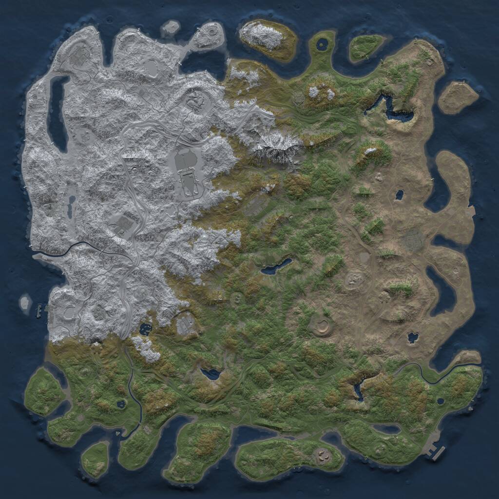 Rust Map: Procedural Map, Size: 6000, Seed: 545186, 17 Monuments