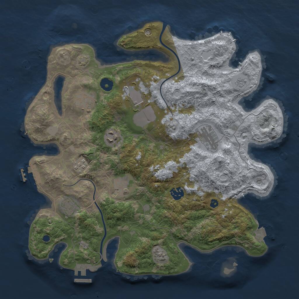 Rust Map: Procedural Map, Size: 3500, Seed: 852465, 14 Monuments