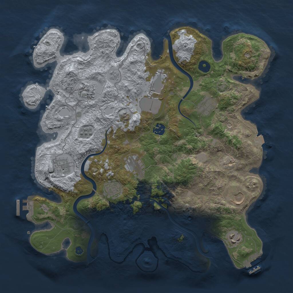Rust Map: Procedural Map, Size: 3700, Seed: 100952753, 16 Monuments