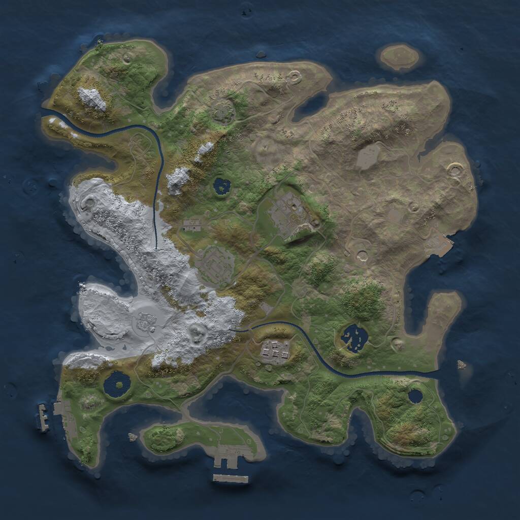 Rust Map: Procedural Map, Size: 3000, Seed: 20928, 10 Monuments