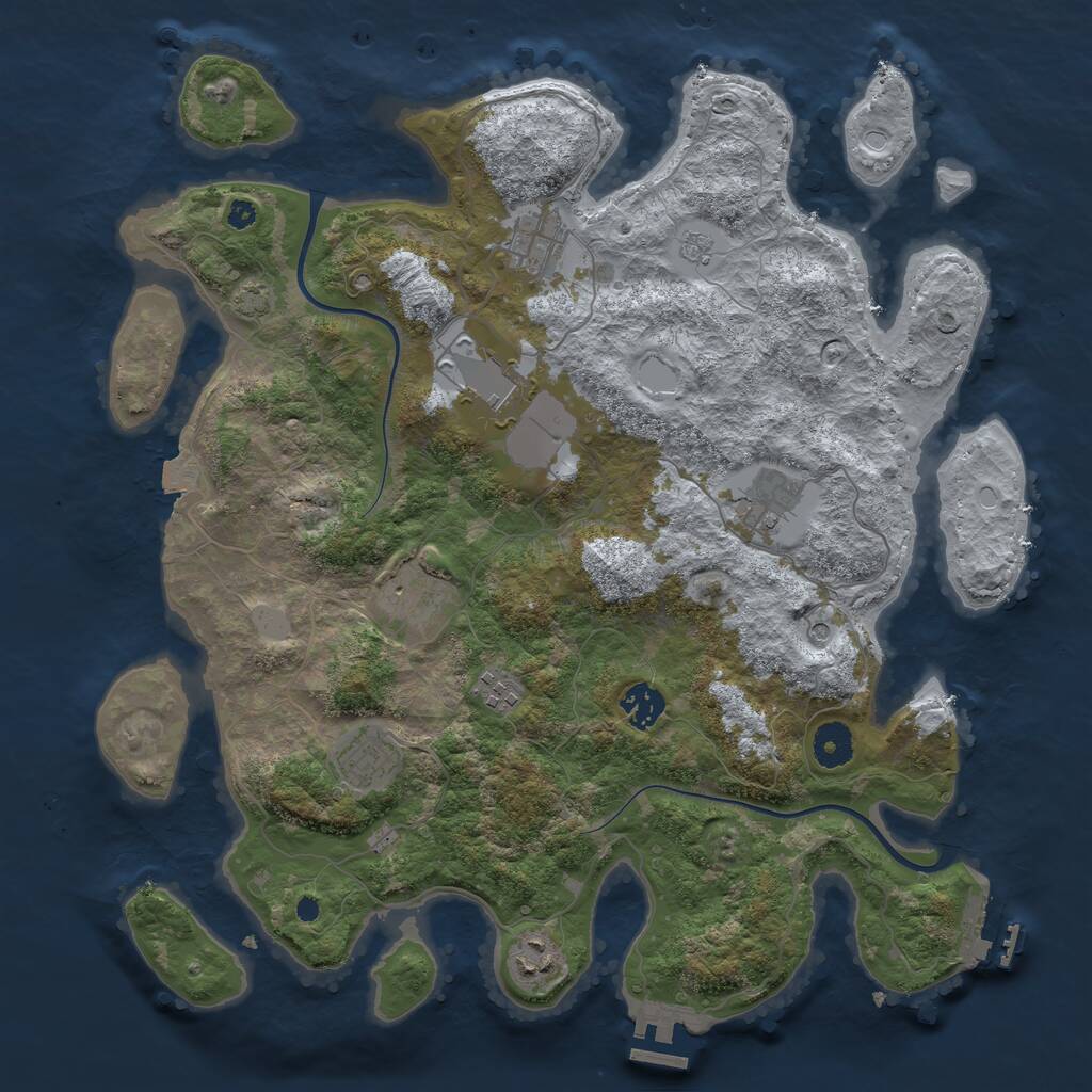 Rust Map: Procedural Map, Size: 3800, Seed: 635750180, 14 Monuments