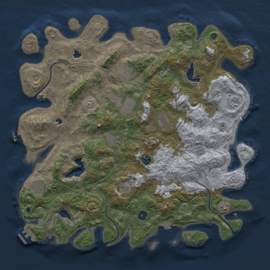 Rust Map: Procedural Map, Size: 4500, Seed: 1027223772, 17 Monuments