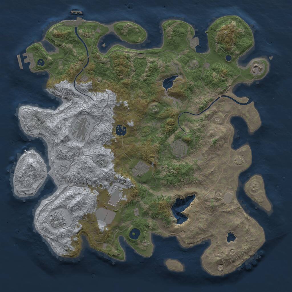 Rust Map: Procedural Map, Size: 4000, Seed: 1108150207, 14 Monuments