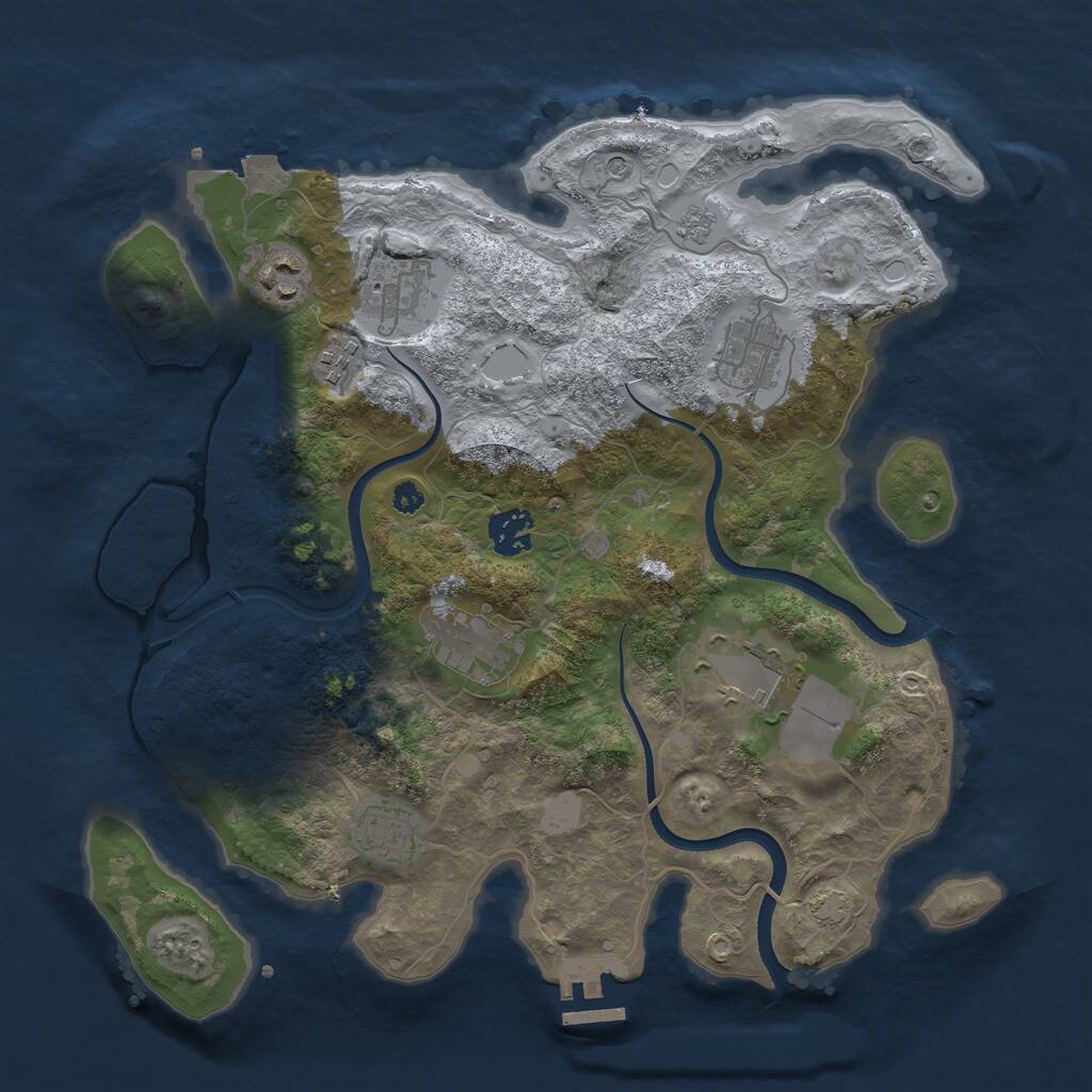Rust Map: Procedural Map, Size: 3500, Seed: 16122024, 13 Monuments