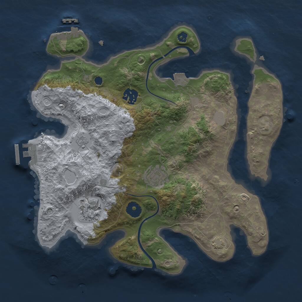 Rust Map: Procedural Map, Size: 3005, Seed: 1838819260, 8 Monuments