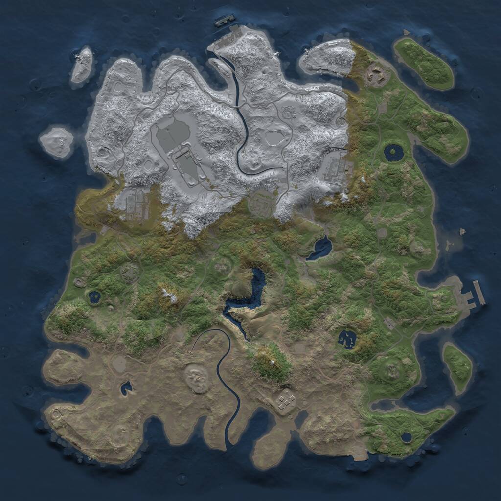 Rust Map: Procedural Map, Size: 4000, Seed: 115049329, 13 Monuments