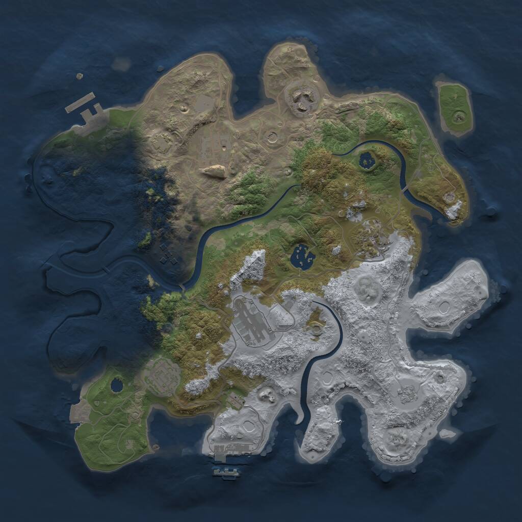 Rust Map: Procedural Map, Size: 3250, Seed: 43647936, 13 Monuments