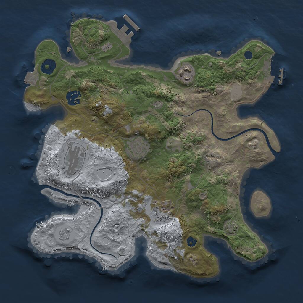 Rust Map: Procedural Map, Size: 3000, Seed: 424687968, 11 Monuments