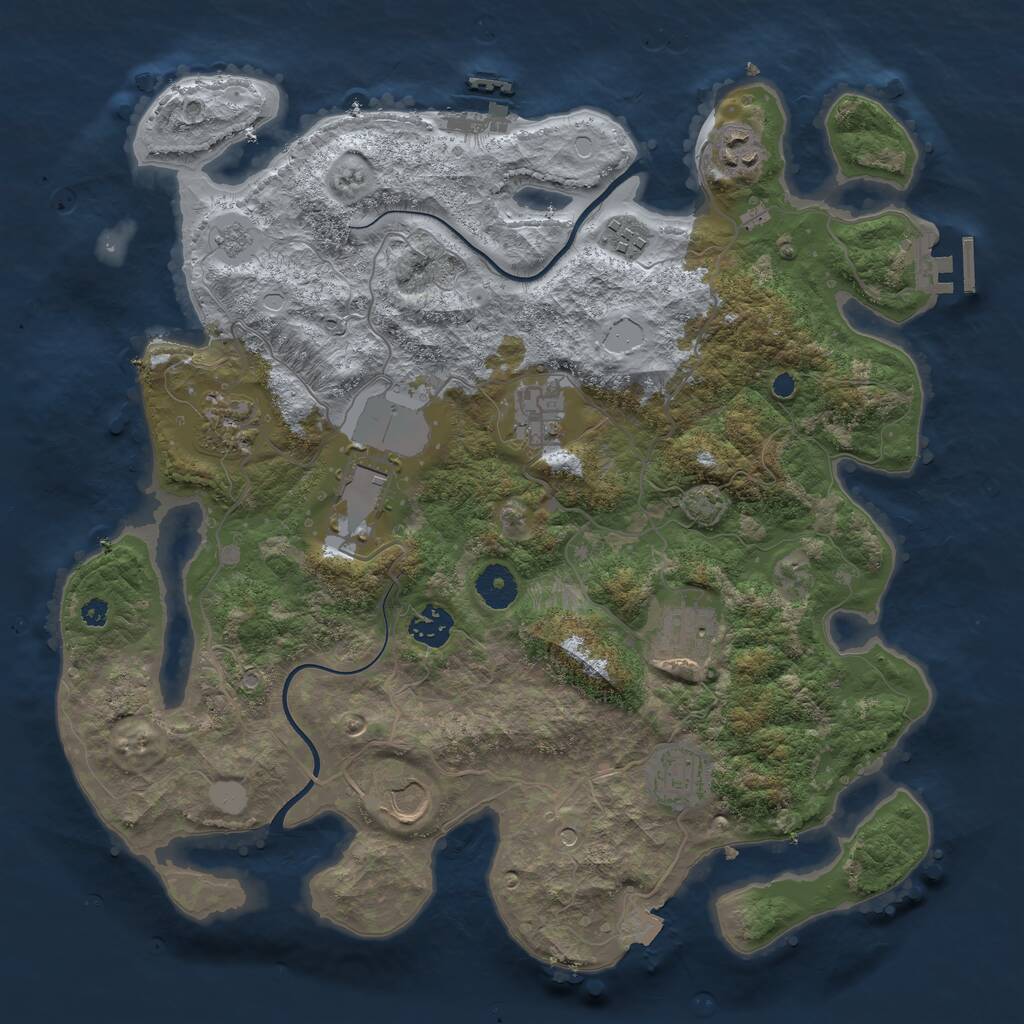 Rust Map: Procedural Map, Size: 3700, Seed: 4152968, 15 Monuments
