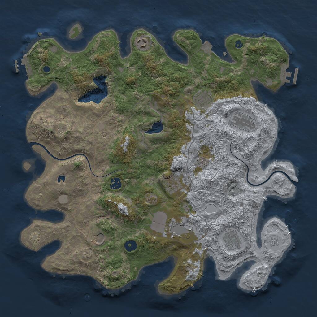 Rust Map: Procedural Map, Size: 4000, Seed: 846438317, 15 Monuments