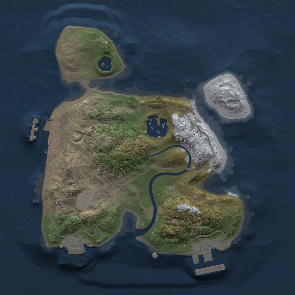 Rust Map: Procedural Map, Size: 2000, Seed: 1372174476, 4 Monuments