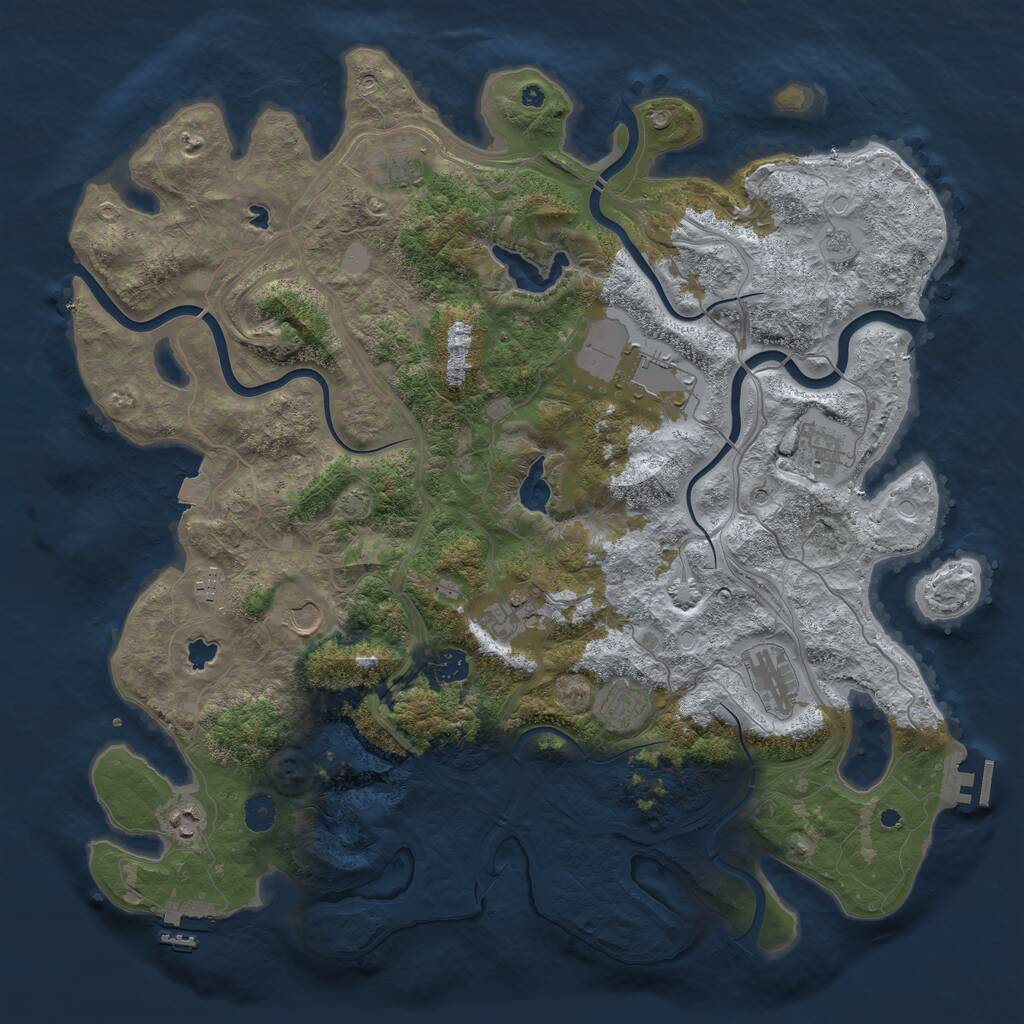 Rust Map: Procedural Map, Size: 4500, Seed: 1716283756, 16 Monuments