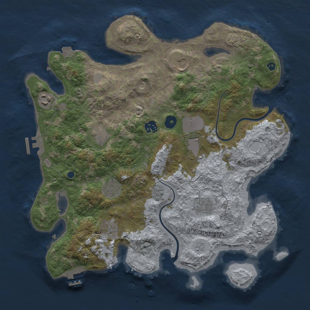 Rust Map: Procedural Map, Size: 3750, Seed: 440847136, 15 Monuments