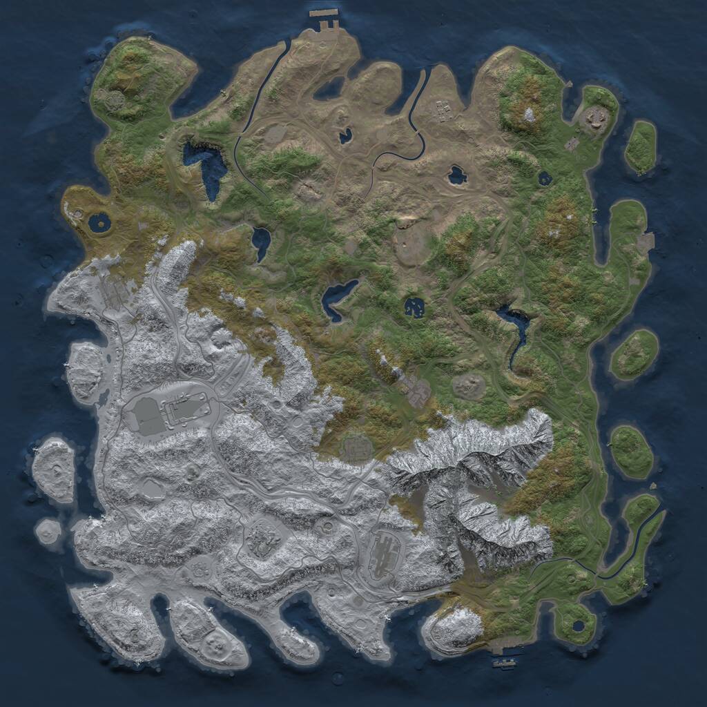 Rust Map: Procedural Map, Size: 5000, Seed: 63958, 16 Monuments