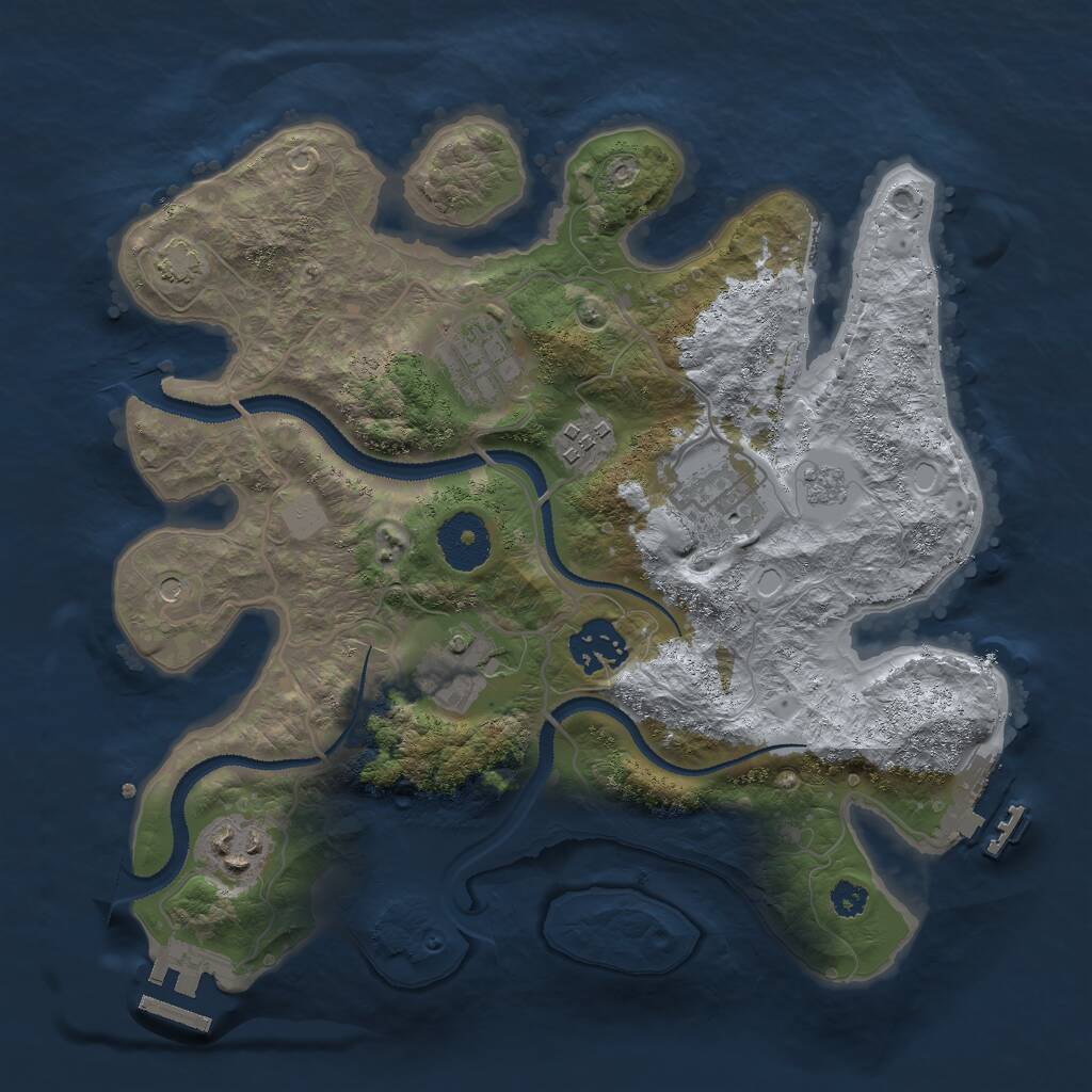 Rust Map: Procedural Map, Size: 3000, Seed: 13674, 12 Monuments