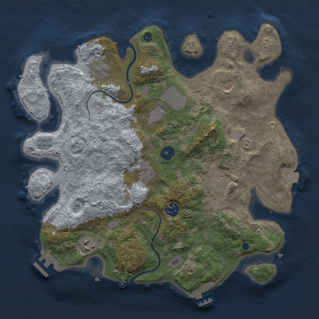 Rust Map: Procedural Map, Size: 3500, Seed: 395375462, 14 Monuments