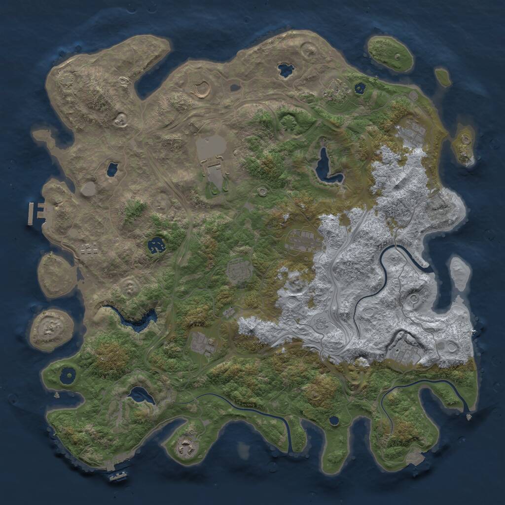 Rust Map: Procedural Map, Size: 4500, Seed: 992729639, 17 Monuments