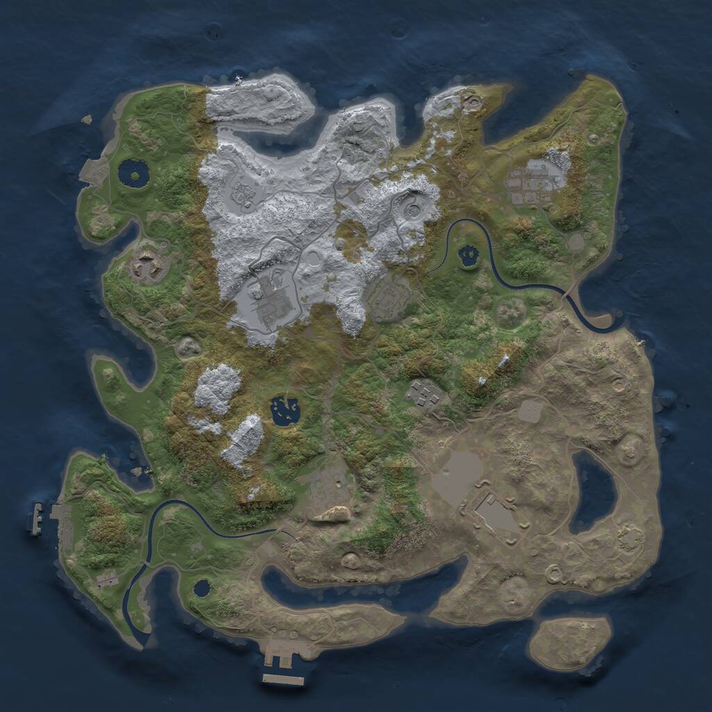 Rust Map: Procedural Map, Size: 3500, Seed: 1261342500, 14 Monuments