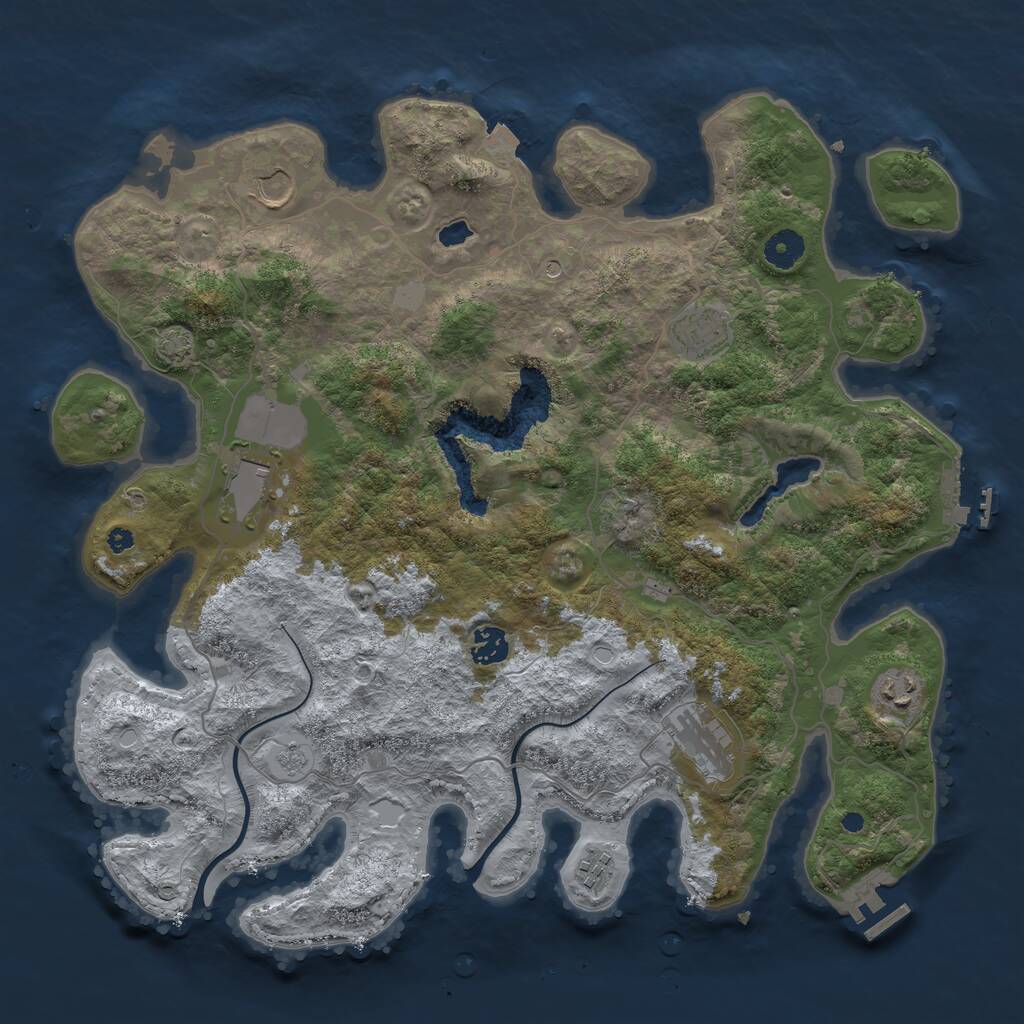 Rust Map: Procedural Map, Size: 4000, Seed: 637951338, 13 Monuments