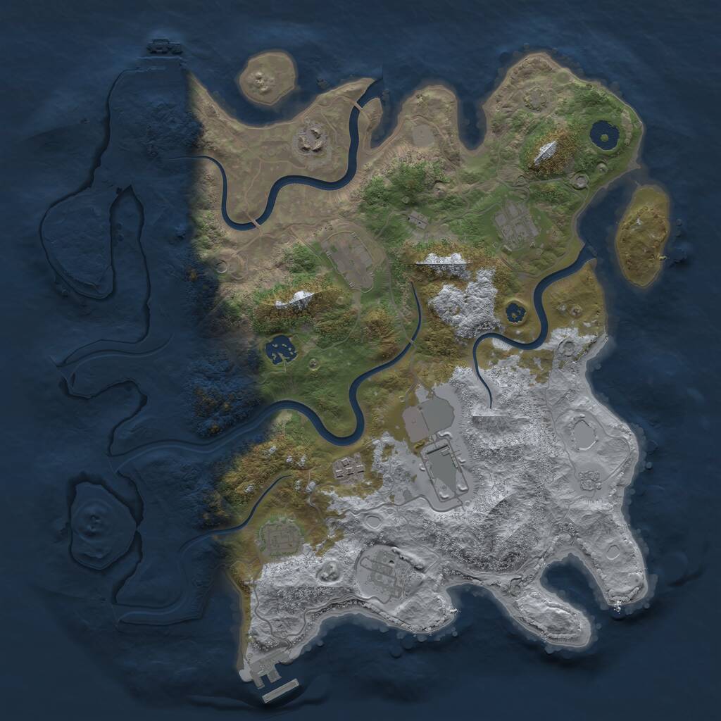 Rust Map: Procedural Map, Size: 3750, Seed: 1295035856, 14 Monuments