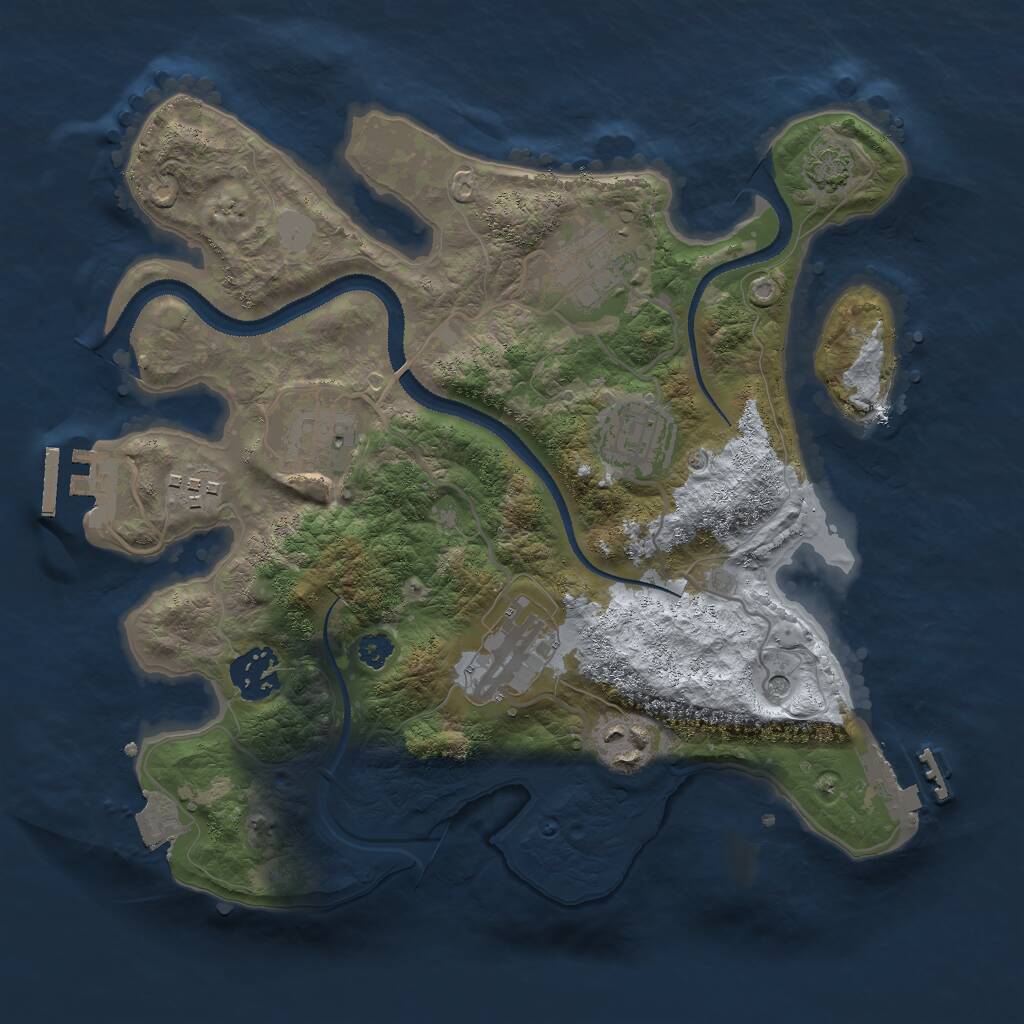 Rust Map: Procedural Map, Size: 3000, Seed: 992729639, 12 Monuments