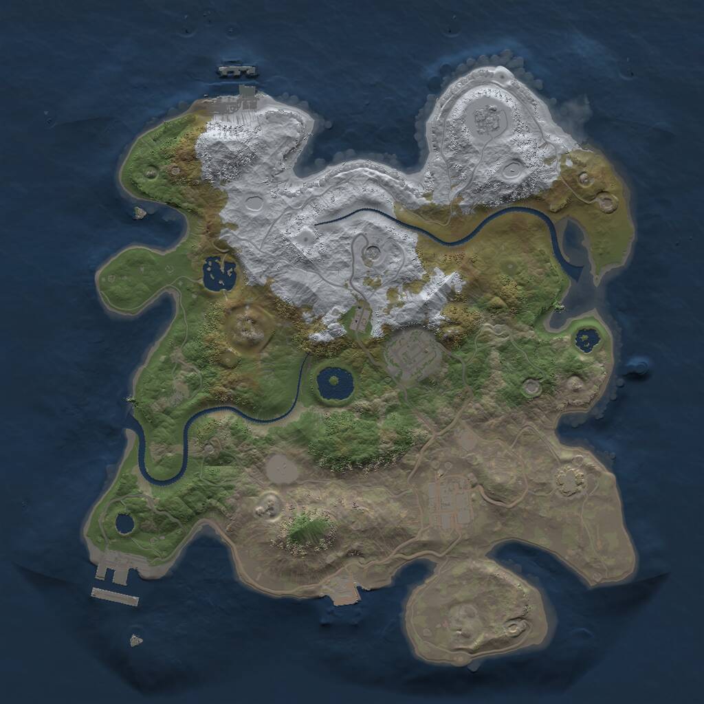Rust Map: Procedural Map, Size: 3000, Seed: 23060, 9 Monuments