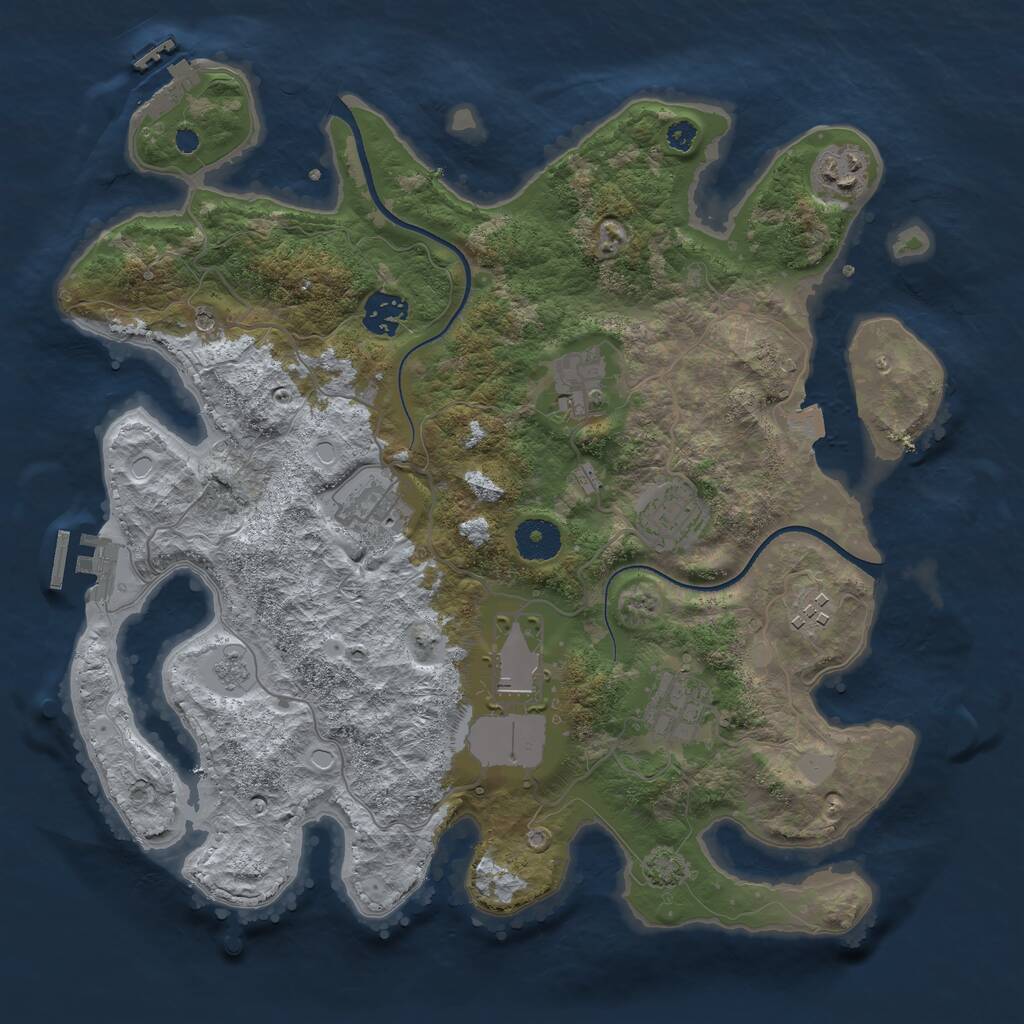 Rust Map: Procedural Map, Size: 3500, Seed: 267029895, 14 Monuments