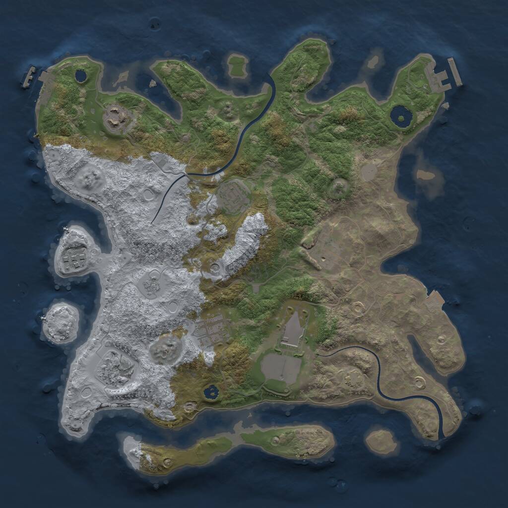 Rust Map: Procedural Map, Size: 3500, Seed: 1125690468, 13 Monuments
