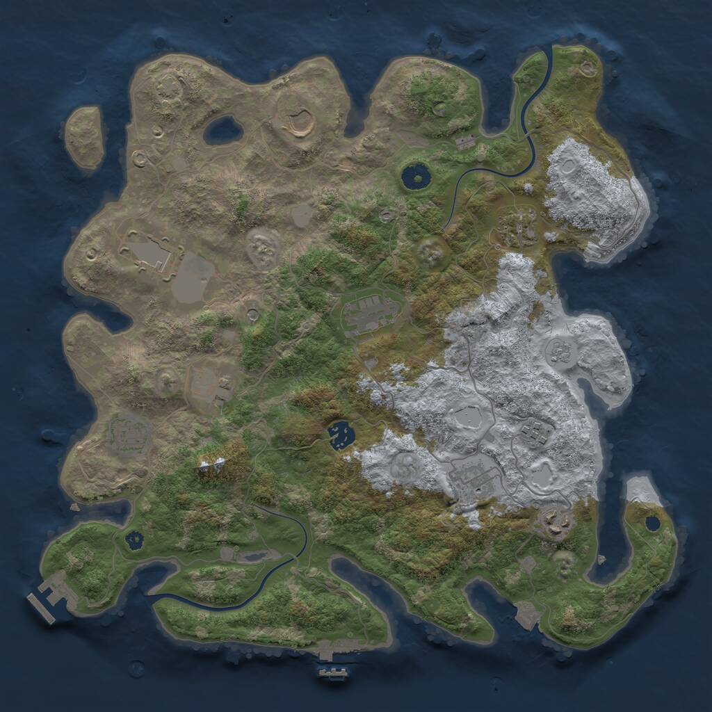 Rust Map: Procedural Map, Size: 3900, Seed: 709044617, 16 Monuments