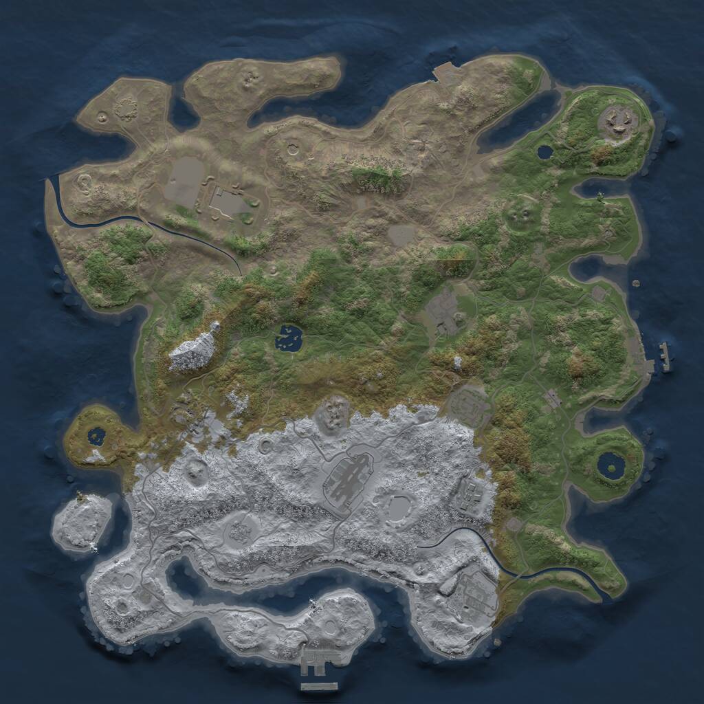 Rust Map: Procedural Map, Size: 3850, Seed: 287990201, 15 Monuments
