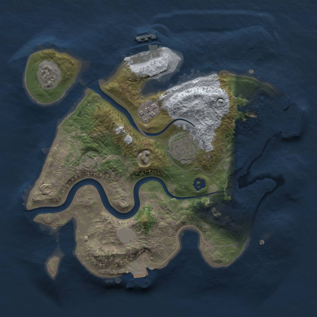 Rust Map: Procedural Map, Size: 2500, Seed: 65829, 6 Monuments