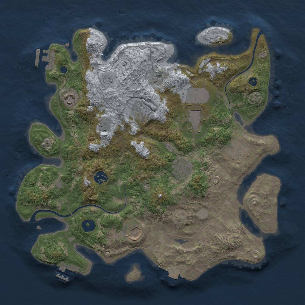 Rust Map: Procedural Map, Size: 3500, Seed: 778453045, 14 Monuments