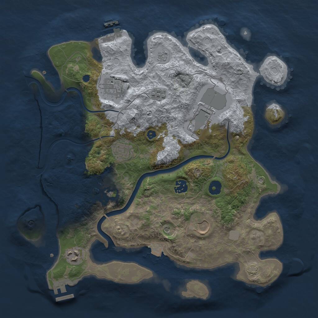 Rust Map: Procedural Map, Size: 3500, Seed: 1692532740, 14 Monuments