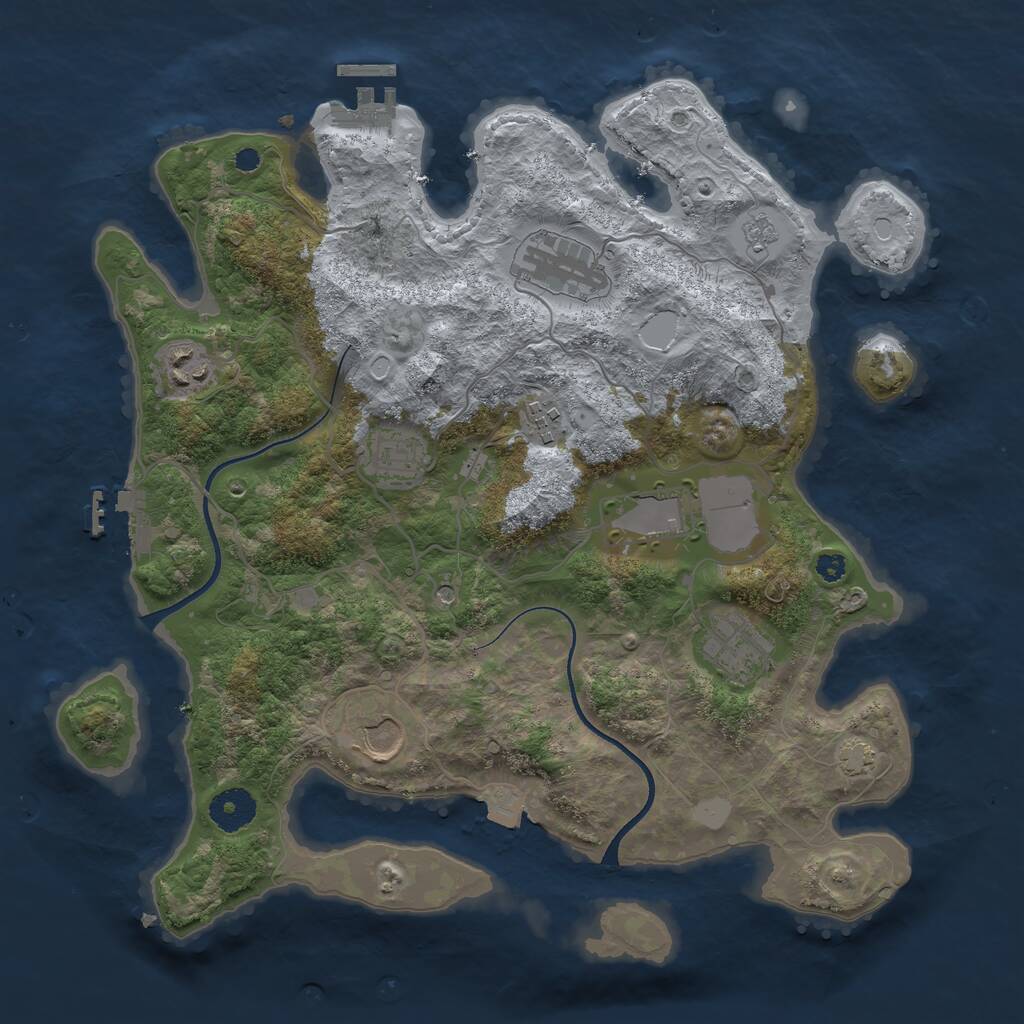 Rust Map: Procedural Map, Size: 3500, Seed: 1692532740, 13 Monuments
