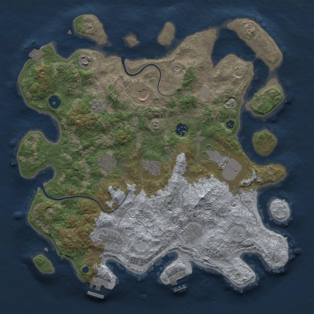 Rust Map: Procedural Map, Size: 3850, Seed: 3167832, 15 Monuments