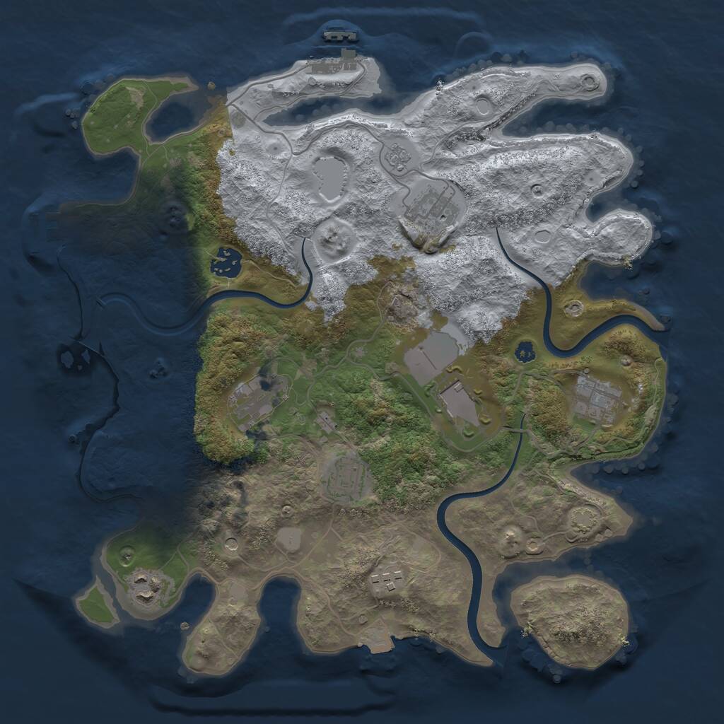 Rust Map: Procedural Map, Size: 3500, Seed: 1610176916, 14 Monuments