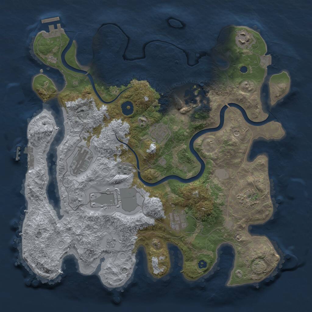 Rust Map: Procedural Map, Size: 3500, Seed: 972679046, 14 Monuments