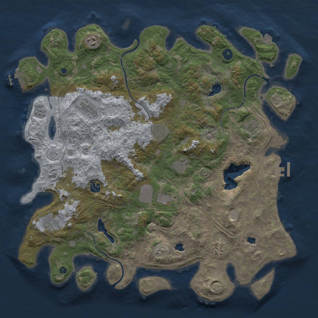Rust Map: Procedural Map, Size: 4500, Seed: 1958563238, 16 Monuments
