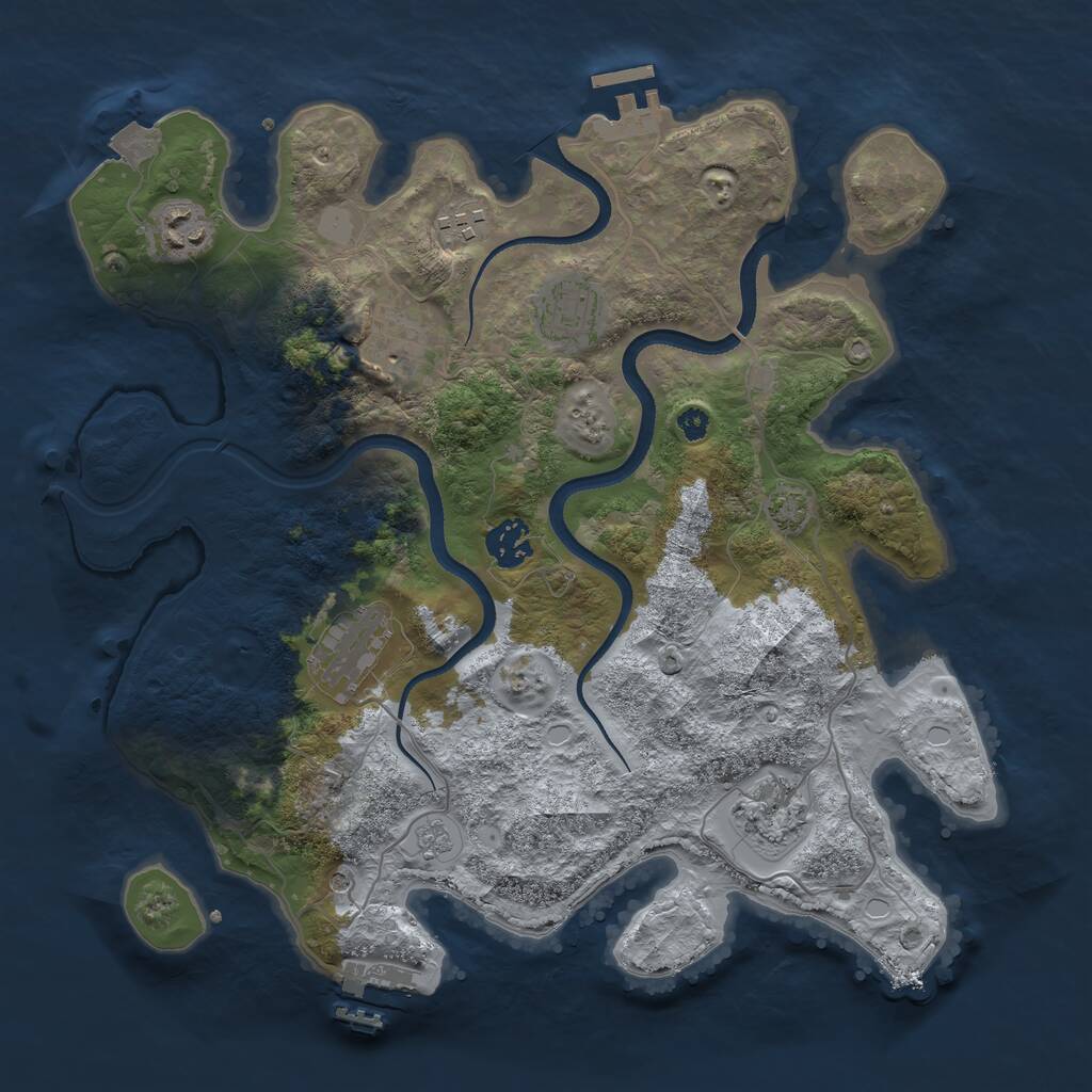 Rust Map: Procedural Map, Size: 3500, Seed: 3167832, 13 Monuments